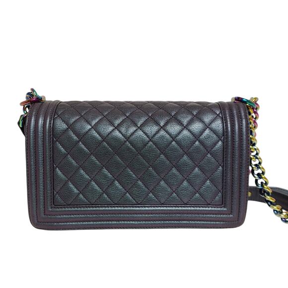 Chanel Purple Mermaid Boy Bag 16C Iridescent Old Medium Classic Quilted Flap CC - Picture 2 of 16